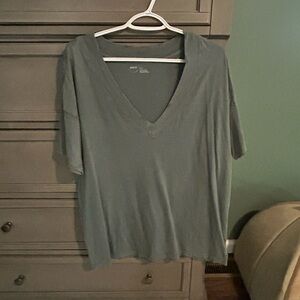 Aerie oversized boyfriend V-Neck Green Top